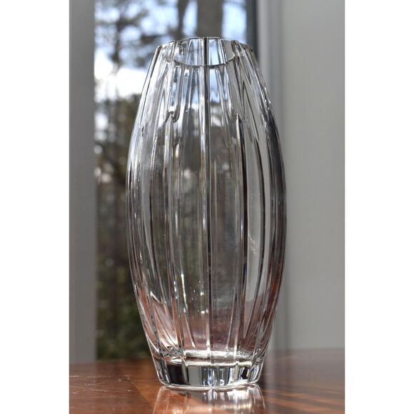 Vintage Spiegelau German Crystal Vase Vertical Panel Cut Lead Crystal Ovoid - Picture 6 of 6